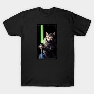 Fun Cat Print ~ AI Art ~ Fantasy Cat ~ Sci-fi Cat ~ Cats with Lightsabers T-Shirt